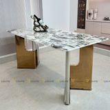 Bàn ăn inox tráng gương mặt đá Jewels (không gồm ghế)