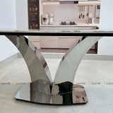 Bàn ăn inox tráng gương mặt đá Vancouver (không gồm ghế)