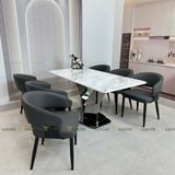 Bàn ăn inox tráng gương mặt đá Vancouver (không gồm ghế)
