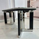 Bàn ăn inox tráng gương mặt đá Flumiese (không gồm ghế)