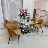 Bàn ăn inox tráng gương mặt đá Adonis (không gồm ghế)