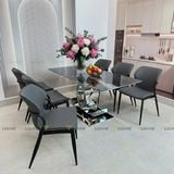 Bàn ăn inox tráng gương mặt đá Adonis (không gồm ghế)