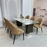 Bàn ăn inox tráng gương mặt đá Vitaly (không gồm ghế)