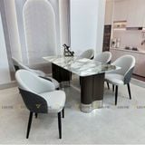 Bàn ăn inox tráng gương mặt đá Vitaly (không gồm ghế)