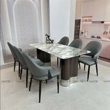 Bàn ăn inox tráng gương mặt đá Vitaly (không gồm ghế)