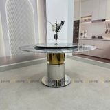 Bàn ăn tròn xoay 2 mặt đá Kristyna (không gồm ghế)