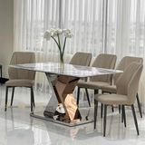 Bàn ăn inox tráng gương mặt đá Irene