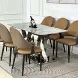 Bàn ăn inox tráng gương mặt đá Zinadia