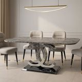 Bàn ăn inox tráng gương mặt đá Adonis