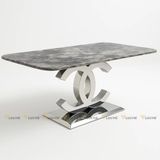 Bàn ăn inox tráng gương mặt đá Adonis