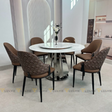 Bàn ăn tròn xoay 2 mặt đá Jeju (không gồm ghế)