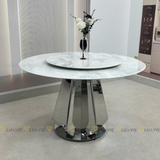 Bàn ăn tròn xoay 2 mặt đá Jeju (không gồm ghế)