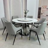 Bàn ăn tròn xoay 2 mặt đá Jeju (không gồm ghế)