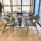 Bàn ăn inox tráng gương mặt đá Titan (không gồm ghế)