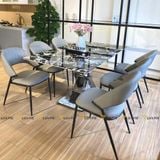 Bàn ăn inox tráng gương mặt đá Titan (không gồm ghế)