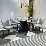 Bàn ăn inox tráng gương mặt đá Twin2