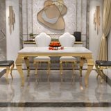 Bàn ăn inox mạ vàng mặt đá Felicia (không gồm ghế)