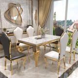 Bàn ăn inox mạ vàng mặt đá Felicia (không gồm ghế)