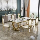 Bàn ăn inox mạ vàng mặt đá Venus (không gồm ghế)