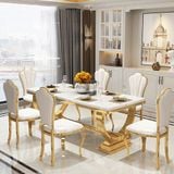 Bàn ăn inox mạ vàng mặt đá Venus (không gồm ghế)