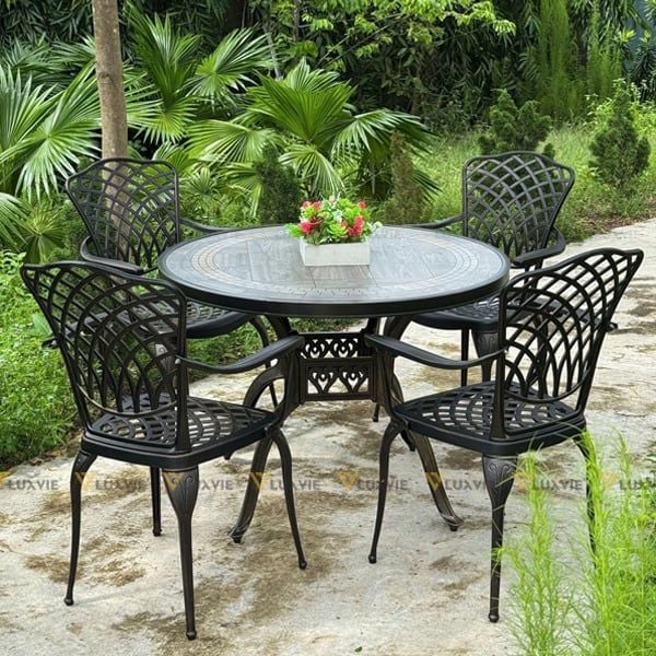 Bàn nhôm đúc ngoài trời mặt đá BND100M1 (không gồm ghế)