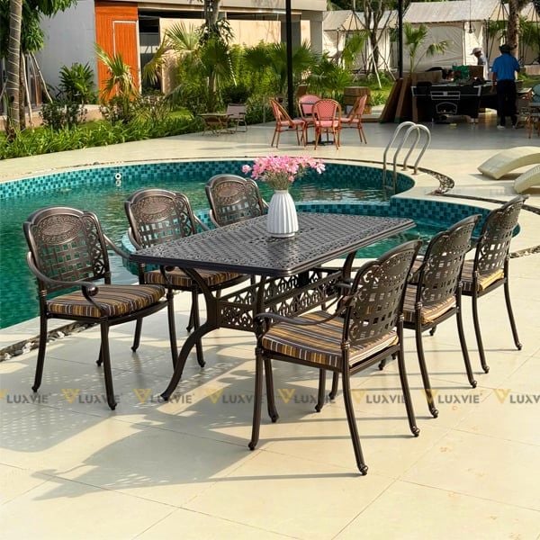 Bộ bàn ghế nhôm ngoài trời DPBV08 + Ghế DPAV4