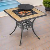 bàn nhôm đúc ngoài trời có bếp