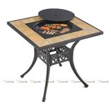 bàn nhôm đúc ngoài trời có bếp