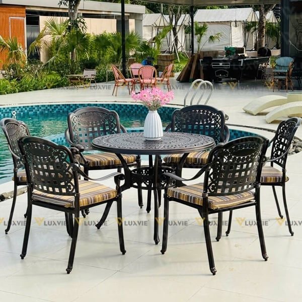 Bộ bàn ghế sân vườn LU6077 + Ghế LU6051C