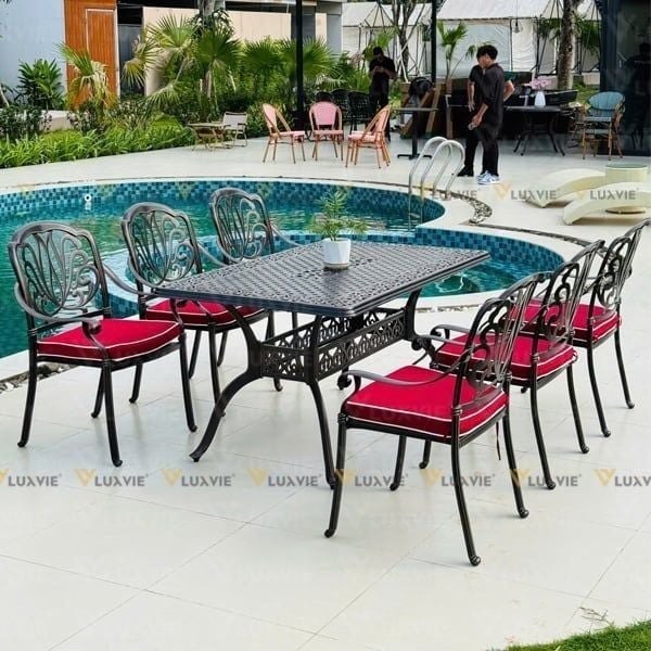 Bộ bàn ghế nhôm ngoài trời DPBV08 + Ghế DPAV4A