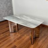 Bàn ăn inox tráng gương mặt đá Jewels (không gồm ghế)