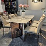 Bàn ăn inox tráng gương mặt đá Jewels (không gồm ghế)