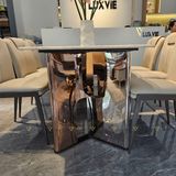 Bàn ăn inox tráng gương mặt đá Jewels (không gồm ghế)