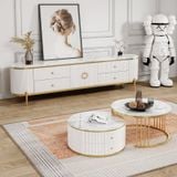 Bàn trà tròn mặt đá 2 ngăn kéo DPBC04