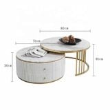 Bàn trà tròn mặt đá 2 ngăn kéo DPBC04