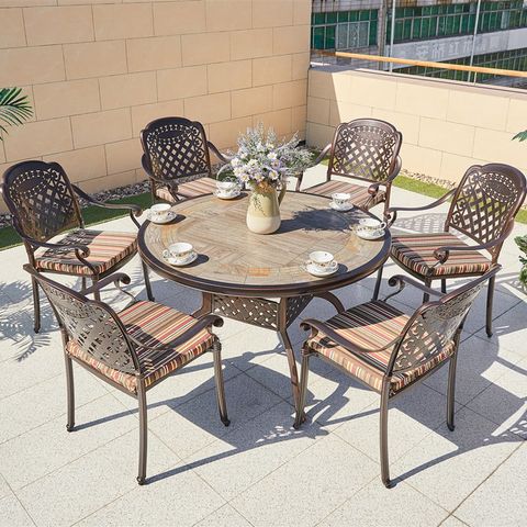 Bàn nhôm đúc ngoài trời mặt đá BN04TM (không gồm ghế)