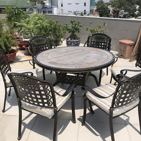 Bàn nhôm đúc ngoài trời mặt đá BN04TM (không gồm ghế)