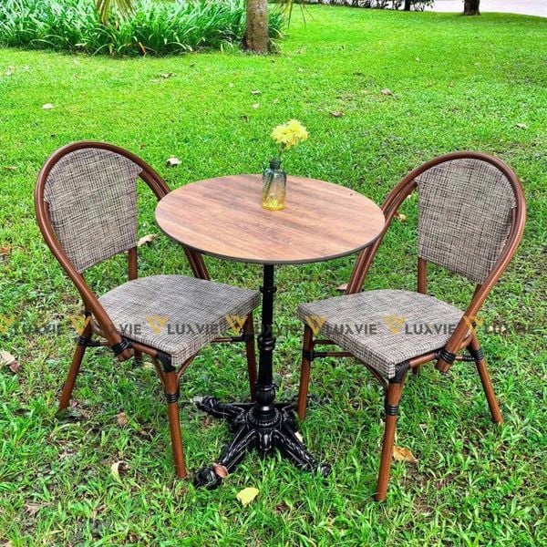 Bộ bàn ghế cafe ngoài trời LU2035C + Ghế DPAV06B