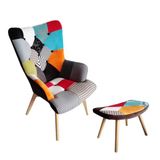 Ghế bành thư giãn và đôn bọc vải thổ cẩm DPA21