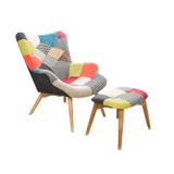 Ghế bành thư giãn và đôn bọc vải thổ cẩm DPA21