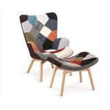 Ghế bành thư giãn và đôn bọc vải thổ cẩm DPA21