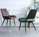 Ghế ăn bọc da cao cấp Alva Loft trám, sọc da