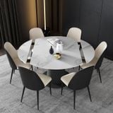 Bàn ăn mặt đá thông minh xoay tròn thành chữ nhật Dulcie (Không gồm ghế)