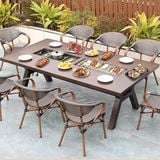 Bàn nhôm đúc sân vườn chữ nhật có 2 bếp nướng DPBV25 (không gồm ghế)