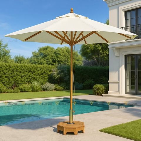 Ô DÙ TRÒN GỖ TEAK CAO CẤP CHUYÊN DÙNG VÙNG BIỂN