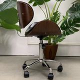 Ghế cafe da ốp gỗ chân bánh xe xoay HSCF033