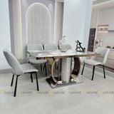 Bàn ăn inox tráng gương mặt đá Myah (không gồm ghế)