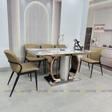 Bàn ăn inox tráng gương mặt đá Myah (không gồm ghế)