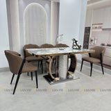Bàn ăn inox tráng gương mặt đá Myah (không gồm ghế)