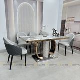 Bàn ăn inox tráng gương mặt đá Myah (không gồm ghế)